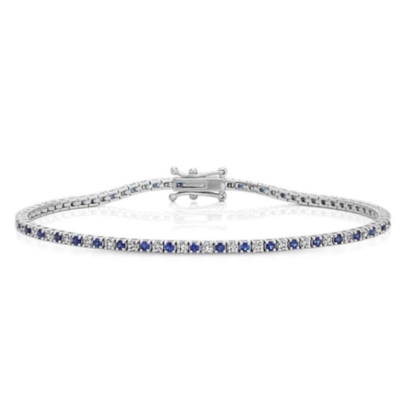 Sapphire and Diamond Tennis Bracelet - Picture 2 of 4